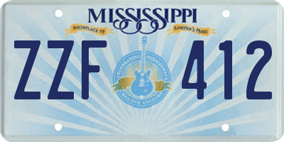 MS license plate ZZF412