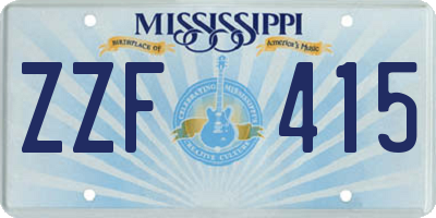 MS license plate ZZF415