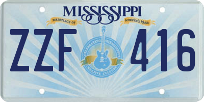 MS license plate ZZF416