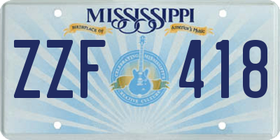 MS license plate ZZF418