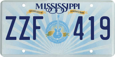 MS license plate ZZF419