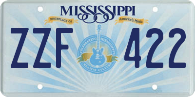 MS license plate ZZF422
