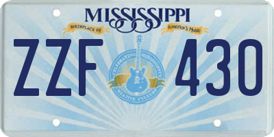 MS license plate ZZF430