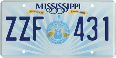 MS license plate ZZF431