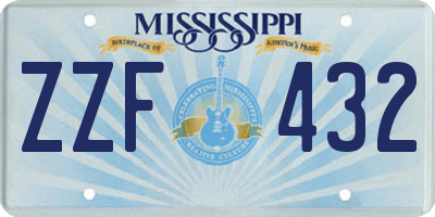 MS license plate ZZF432