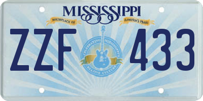 MS license plate ZZF433