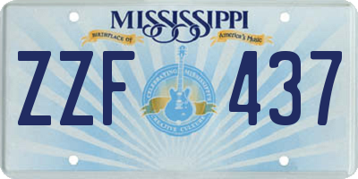 MS license plate ZZF437