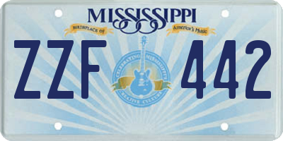 MS license plate ZZF442