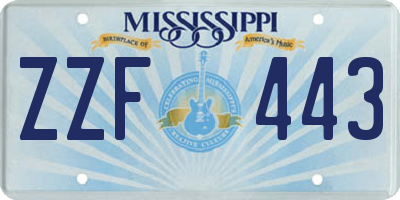 MS license plate ZZF443