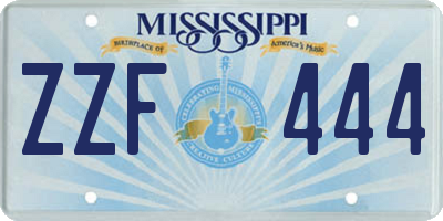 MS license plate ZZF444