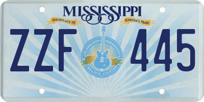 MS license plate ZZF445