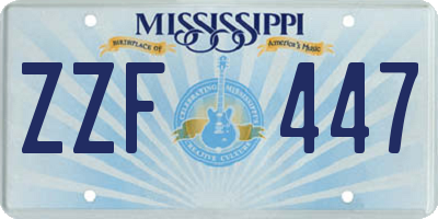 MS license plate ZZF447