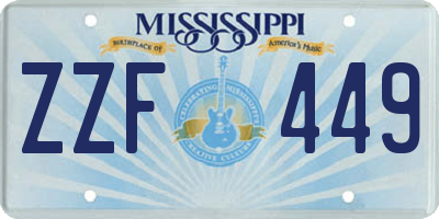 MS license plate ZZF449