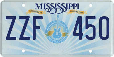 MS license plate ZZF450