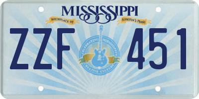 MS license plate ZZF451