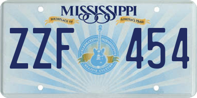 MS license plate ZZF454