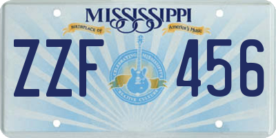 MS license plate ZZF456