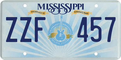 MS license plate ZZF457