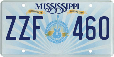 MS license plate ZZF460