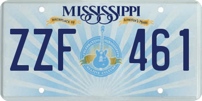 MS license plate ZZF461