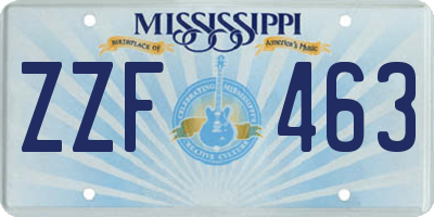 MS license plate ZZF463