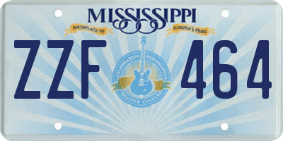 MS license plate ZZF464