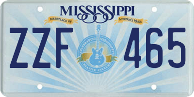 MS license plate ZZF465