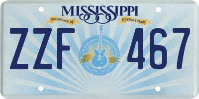 MS license plate ZZF467