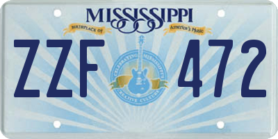 MS license plate ZZF472