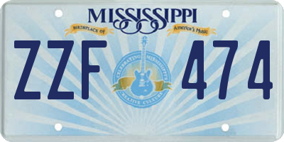 MS license plate ZZF474