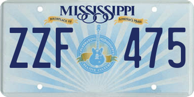 MS license plate ZZF475