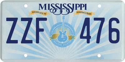 MS license plate ZZF476