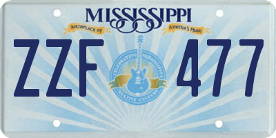 MS license plate ZZF477