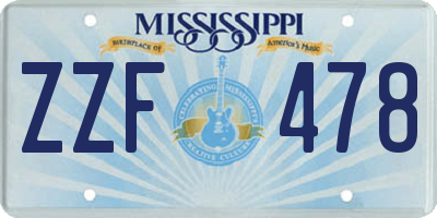 MS license plate ZZF478