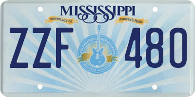 MS license plate ZZF480