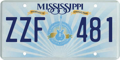 MS license plate ZZF481