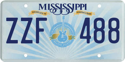 MS license plate ZZF488