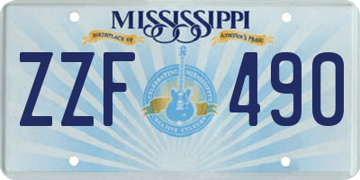 MS license plate ZZF490