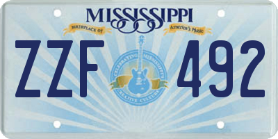 MS license plate ZZF492