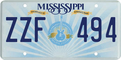 MS license plate ZZF494