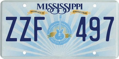 MS license plate ZZF497