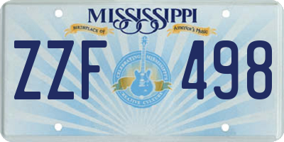 MS license plate ZZF498