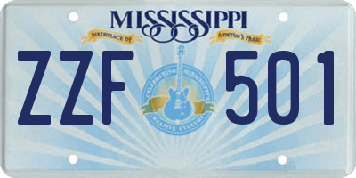 MS license plate ZZF501