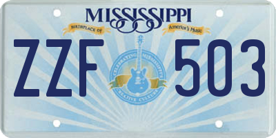 MS license plate ZZF503