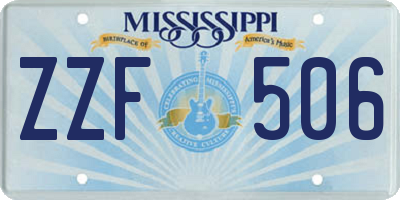 MS license plate ZZF506