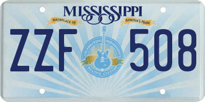 MS license plate ZZF508