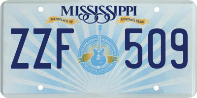 MS license plate ZZF509