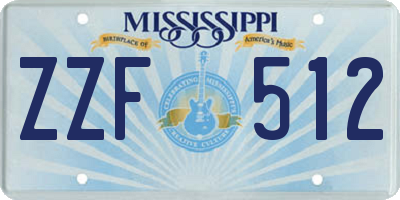 MS license plate ZZF512