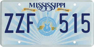 MS license plate ZZF515