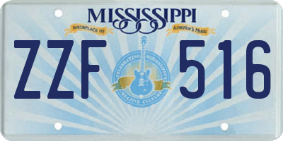 MS license plate ZZF516